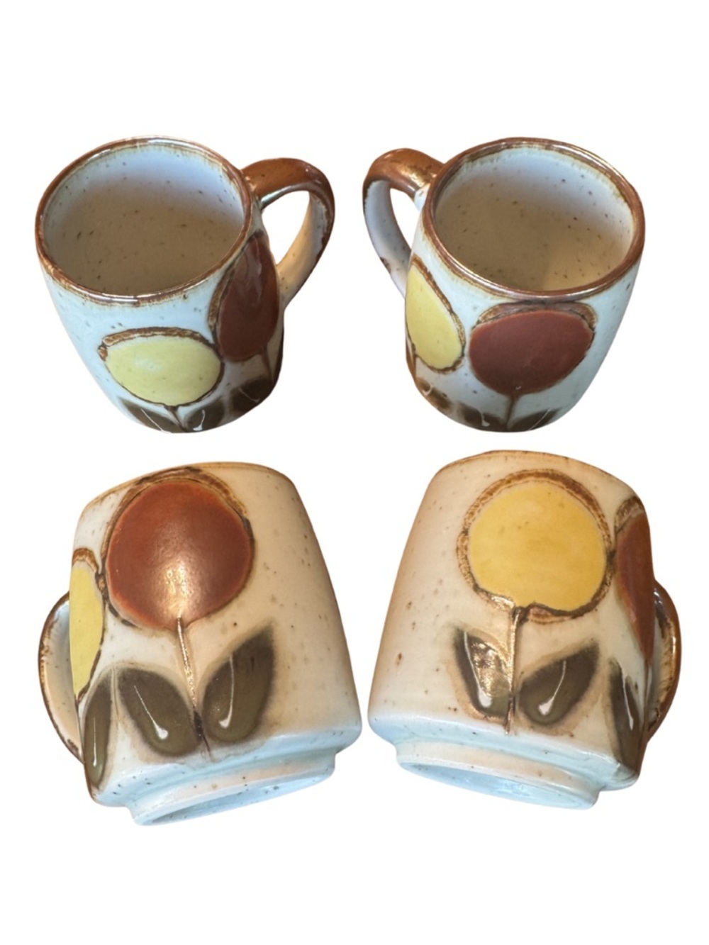 Vintage Otagiri Style Floral Stoneware Mugs Japan 1970s Cabin Cottagecore 4 - Picture 2 of 6